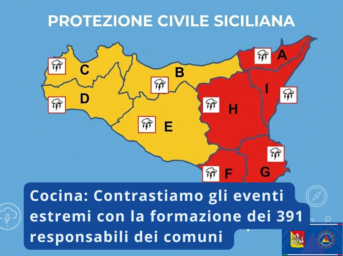 RISCHIO METEO ESTREMO IN SICILIA. COCINA: Cocina: contrastiamo gli eventi meteo estremi anche con la formazione dei 391  responsabili di pc dei comuni della sicilia