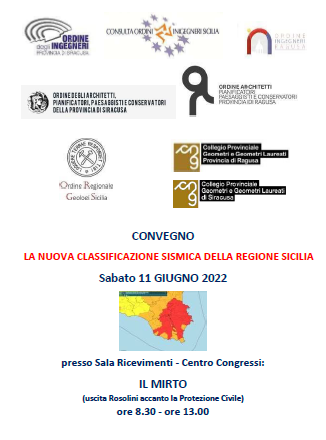 ROSOLINI (SR) - Convegno ’La Nuova Classificazione Sismica della Regione Sicilia: lo studio di pericolosità e il cambiamento amministrativo’