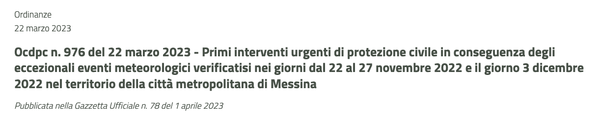Palermo, approvato il piano degli ulteriori interventi urgenti e di rimozione del rischio residuo per gli eventi meteorologici verificatisi nel messinese nei giorni dal 22 al 27 novembre e il 3 dicembre 2022