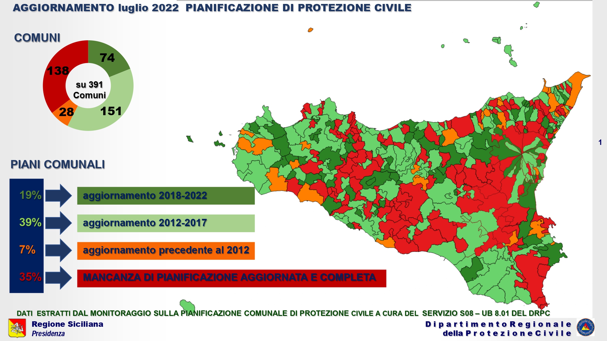 Palermo,  pubblicata la mappa della pianificazione di protezione civile siciliana.